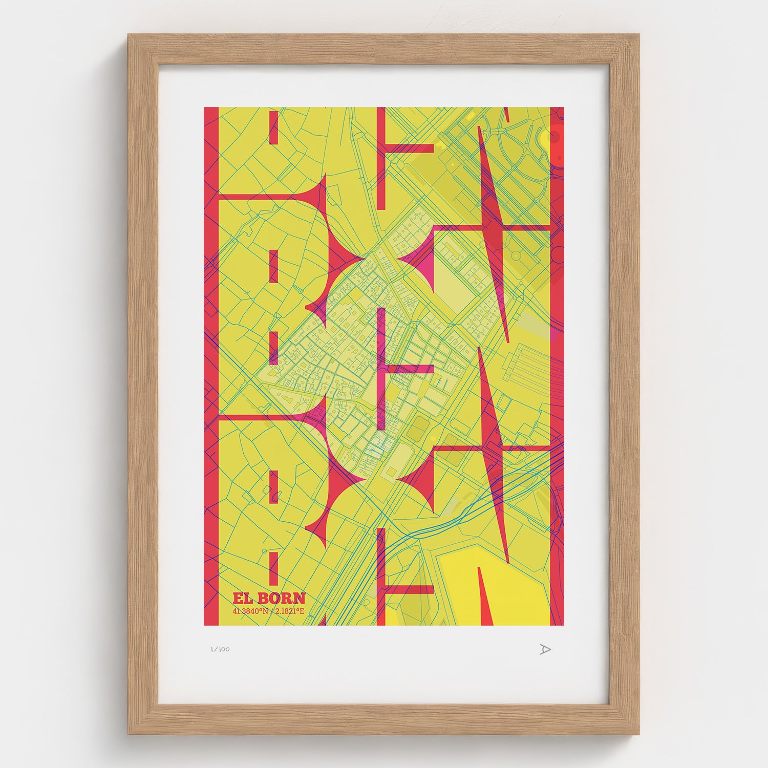 El Born Map Art Print typographic print, Inseparable design