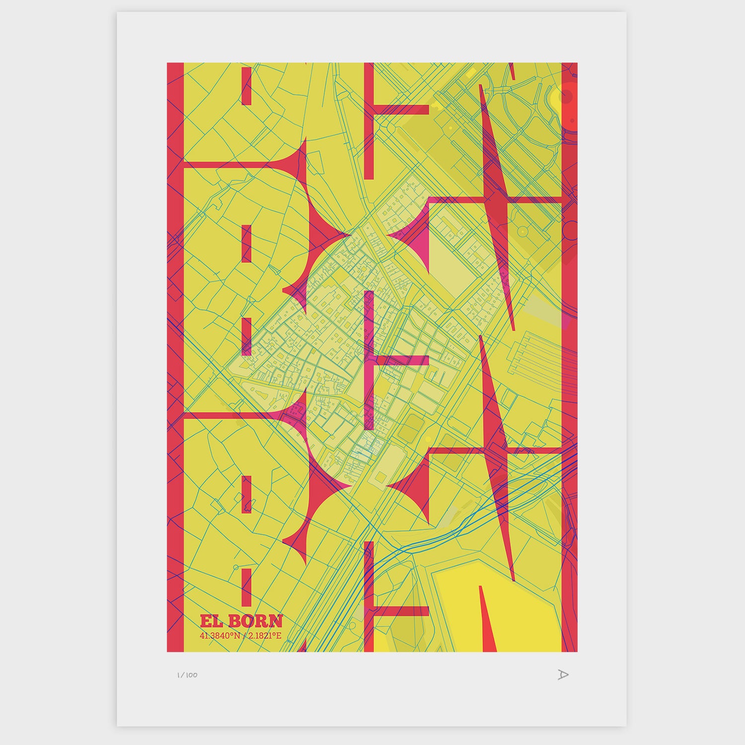 El Born Map Art Print typographic print, Inseparable design