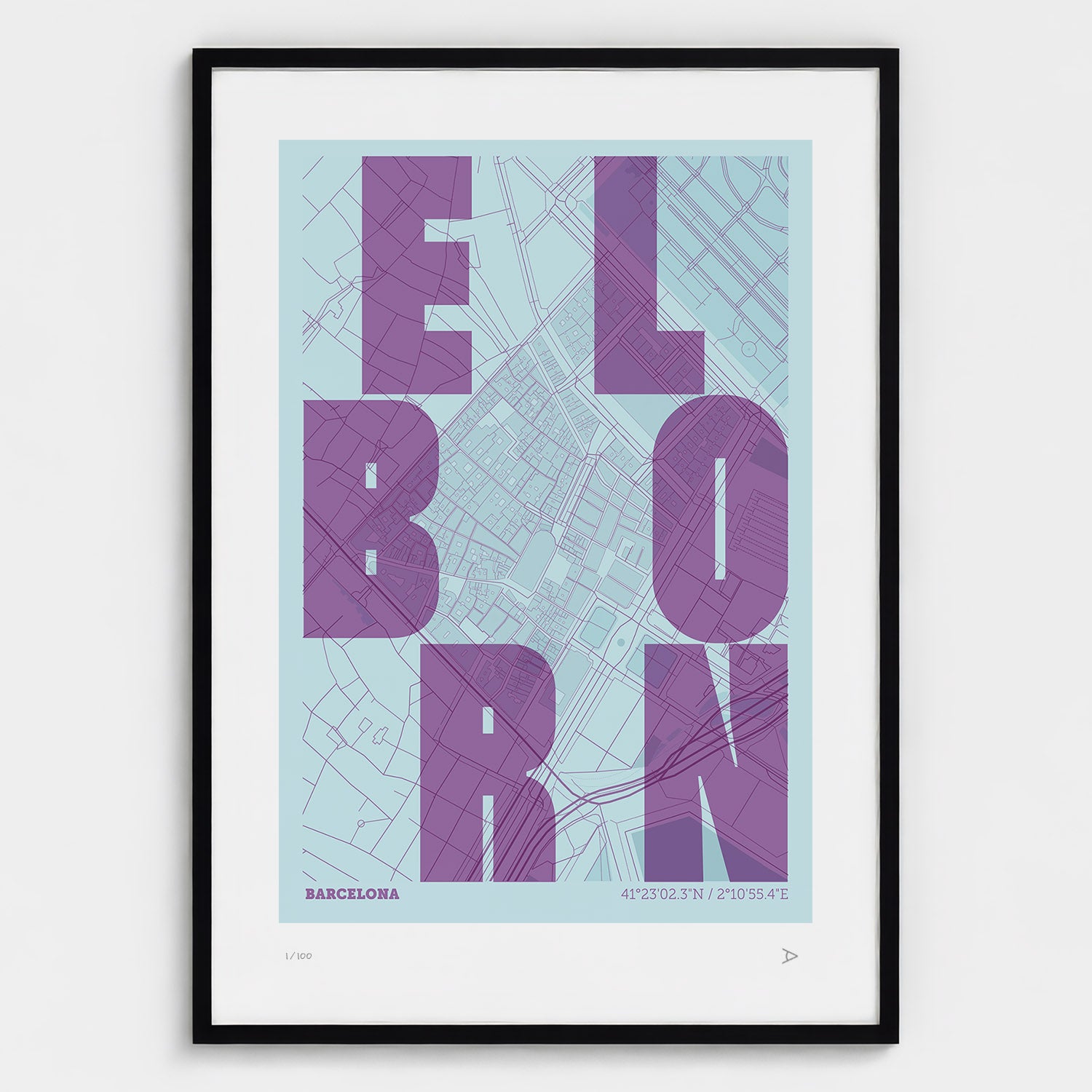 Lámina tipográfica de El Born – diseño Revoltosa, marco negro