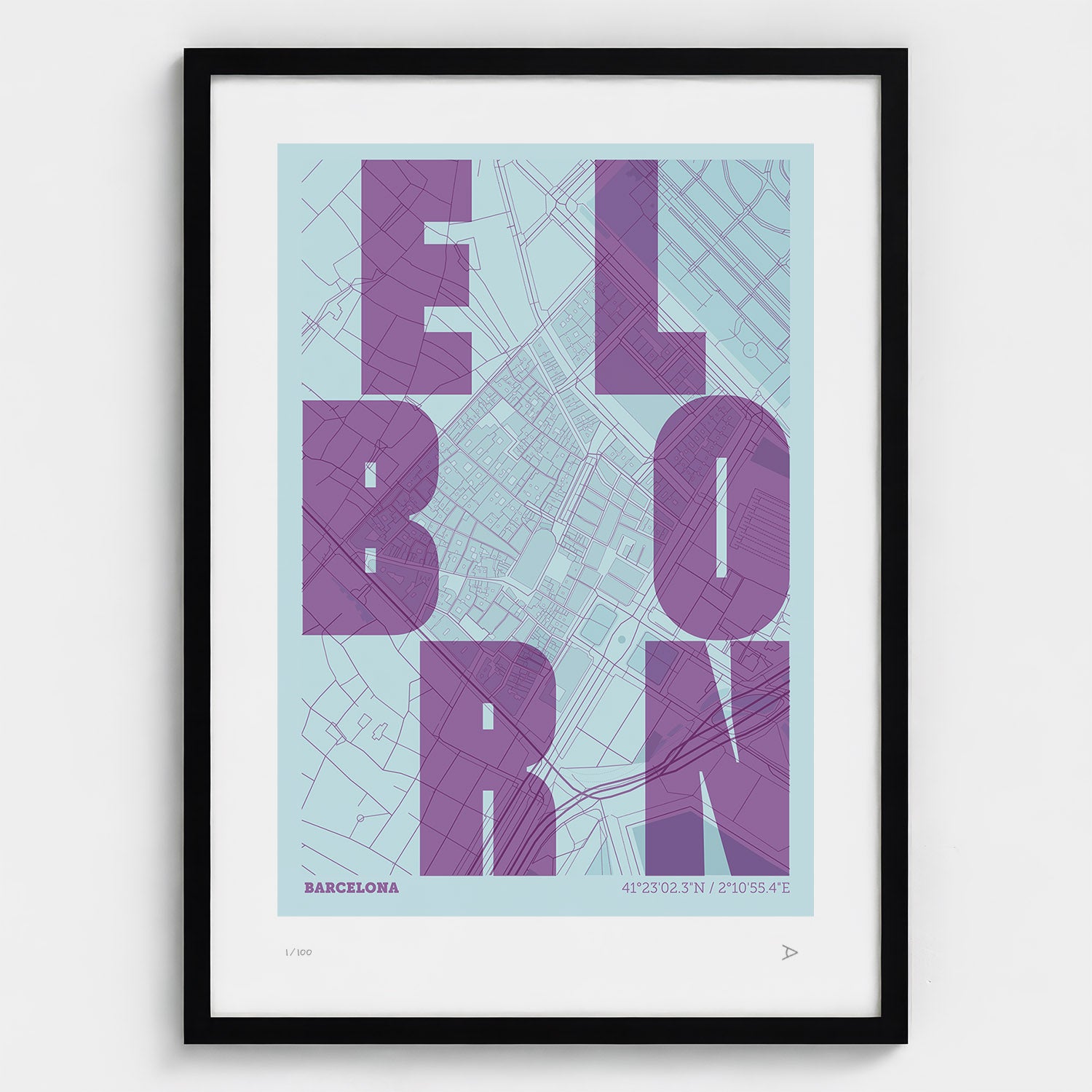 Lámina tipográfica de El Born – diseño Revoltosa, marco negro