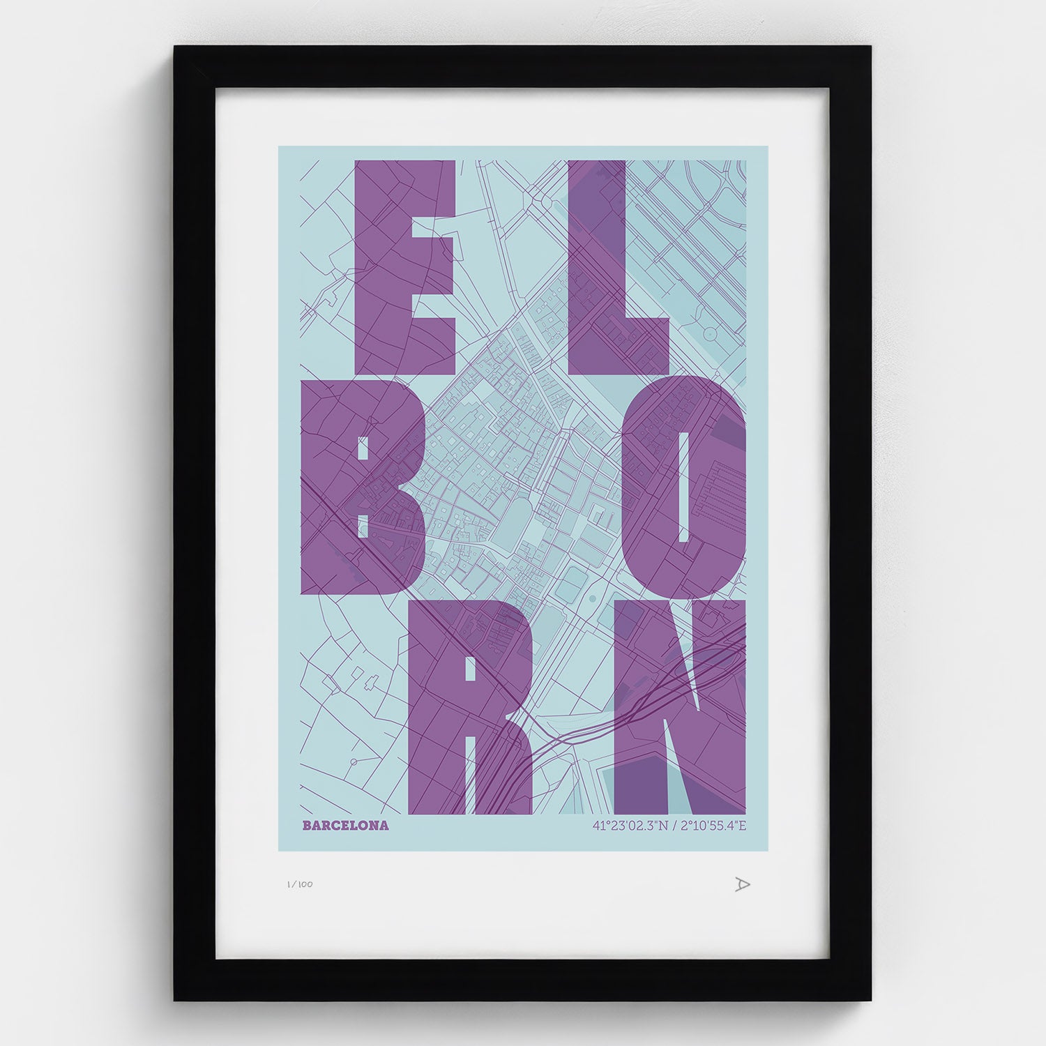 Lámina tipográfica de El Born – diseño Revoltosa, marco negro