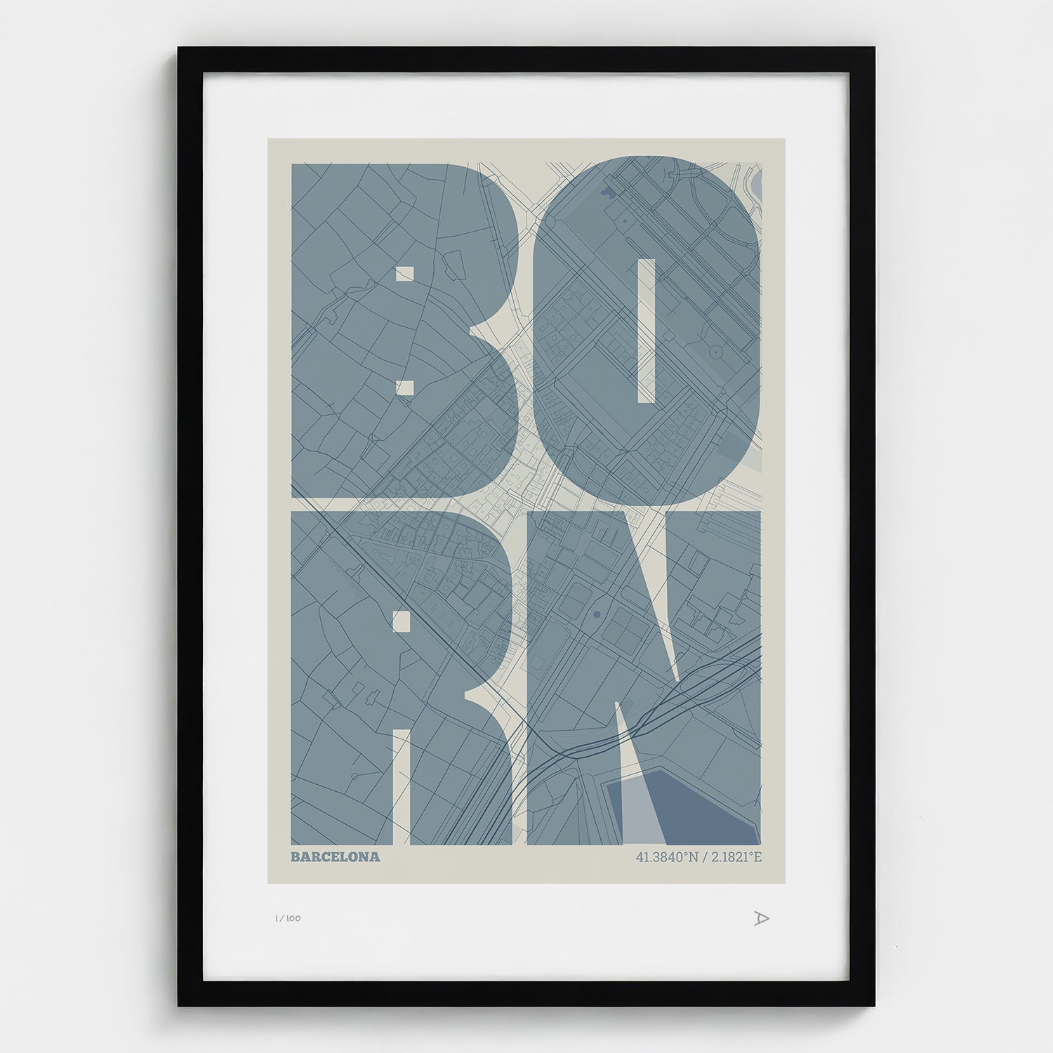 El Born Map Art Print typographic print, Extra Comprimida design
