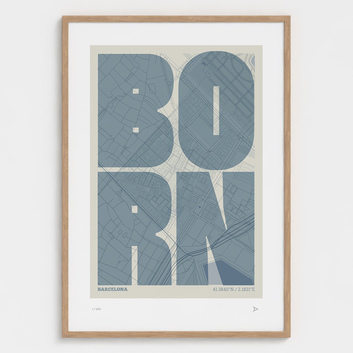 El Born Map Art Print typographic print, Extra Comprimida design