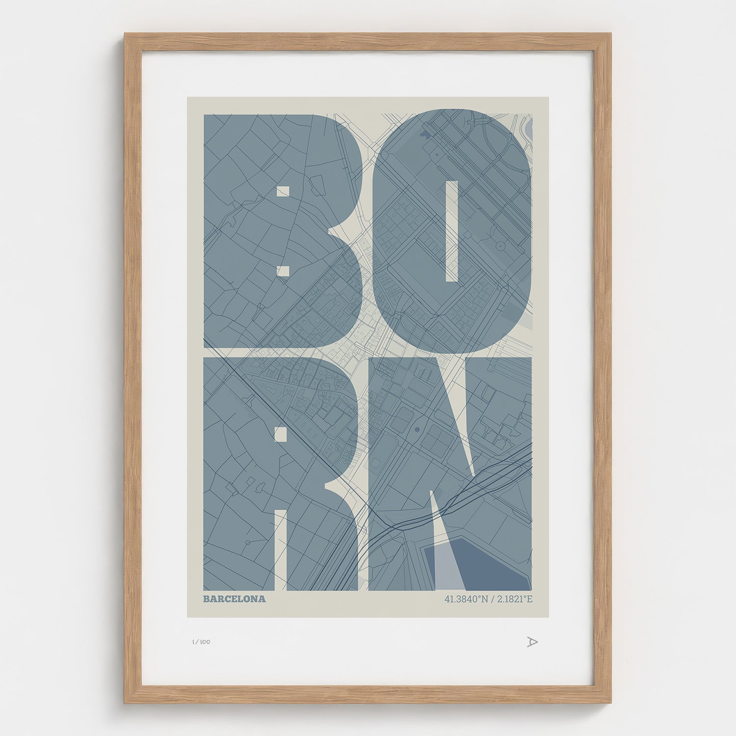El Born Map Art Print typographic print, Extra Comprimida design