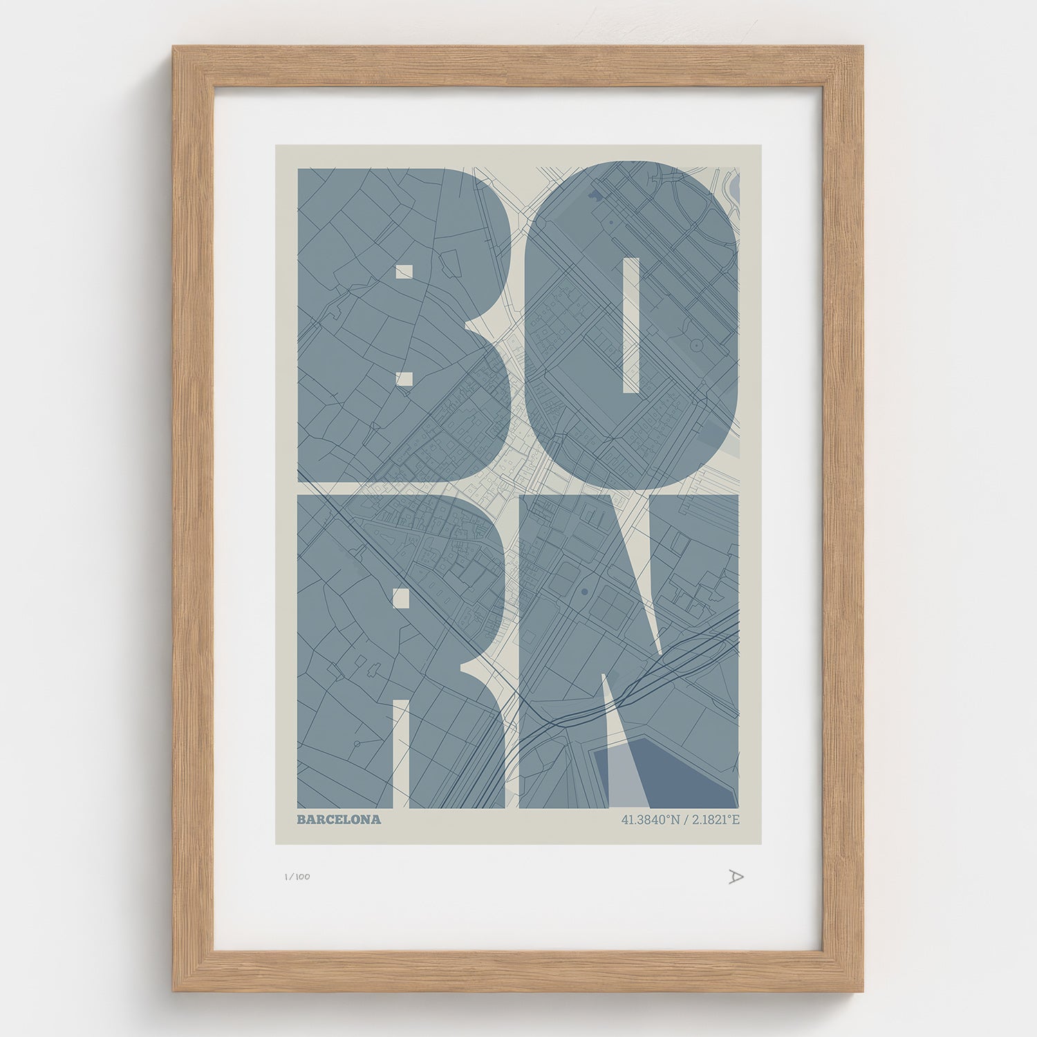 El Born Map Art Print typographic print, Extra Comprimida design