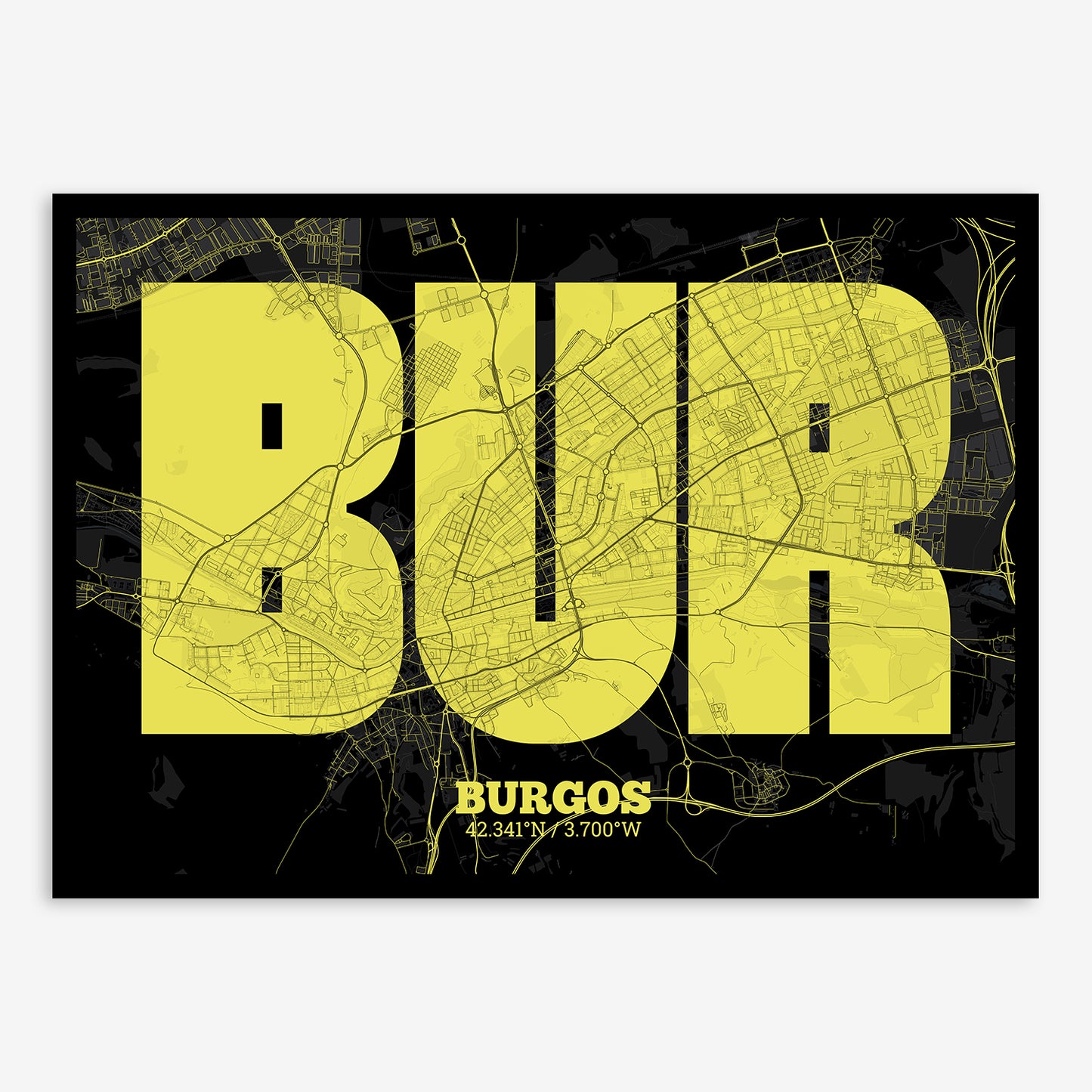 Burgos Map V02 Night / Frame / Yes