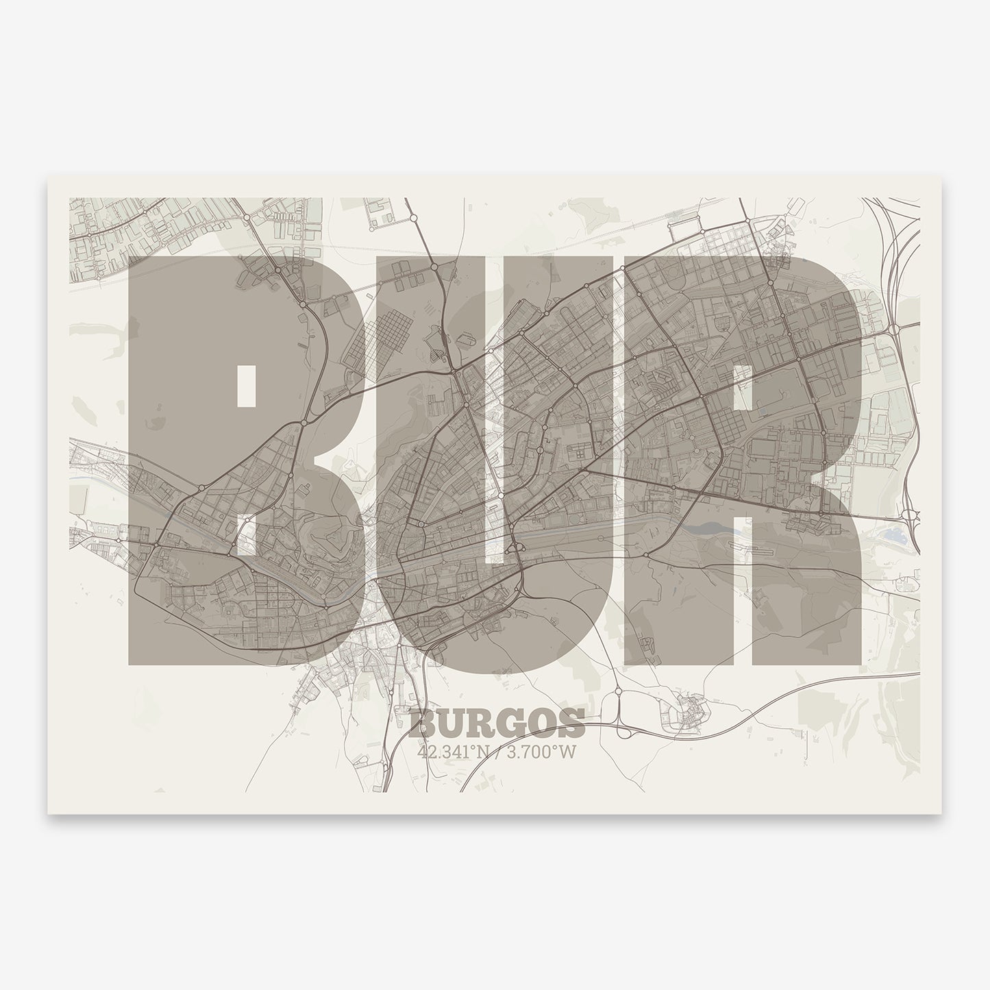 Burgos Map V02 Rustic / Frame / Yes