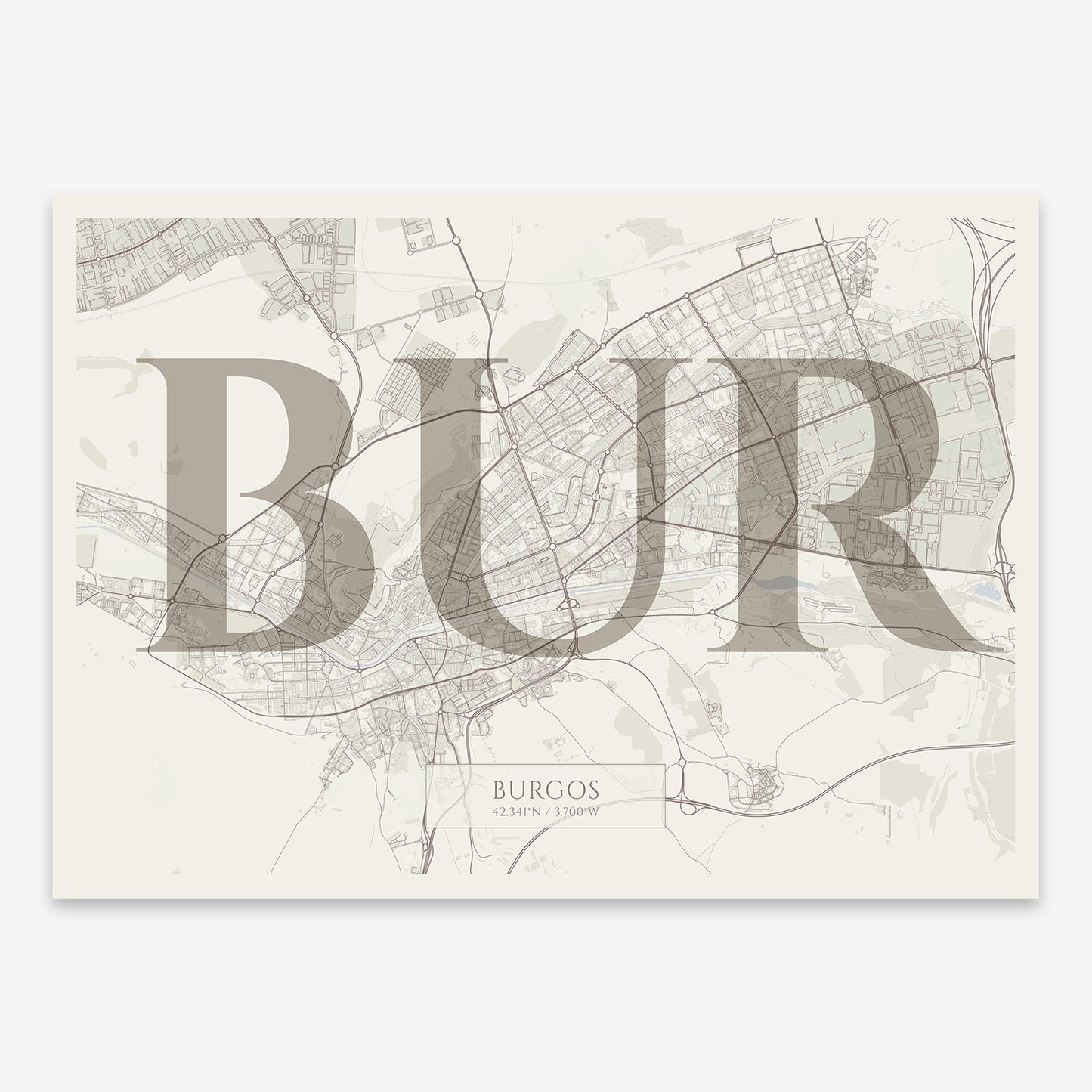 Burgos Map V06 Rustic / Frame / Yes