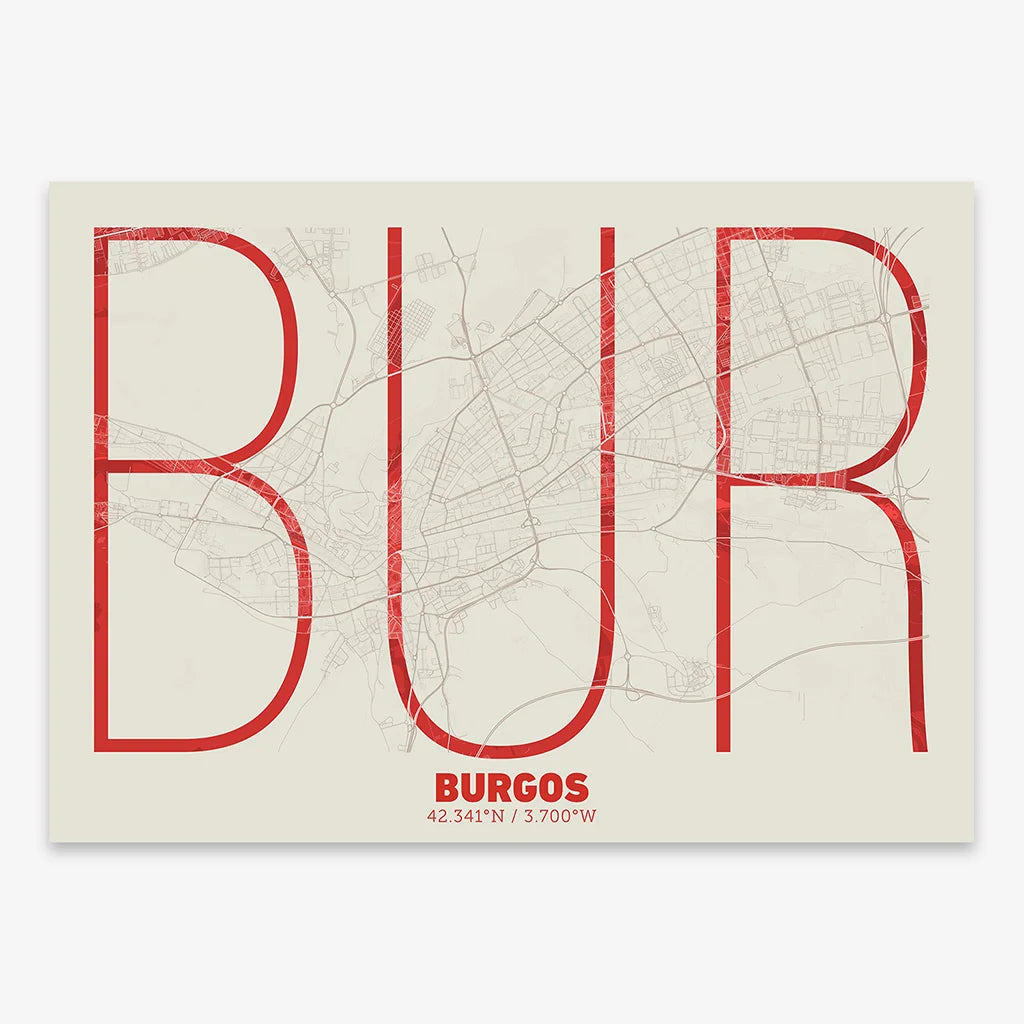 Poster of  composed with letters in extra light font printed on red and an off-white background