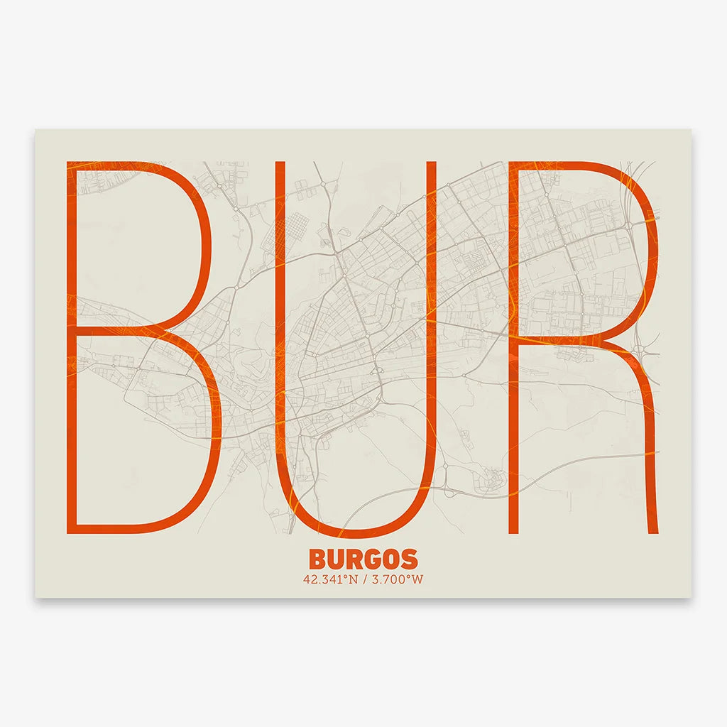 Poster of  composed with letters in extra light font printed on orange and an off-white background