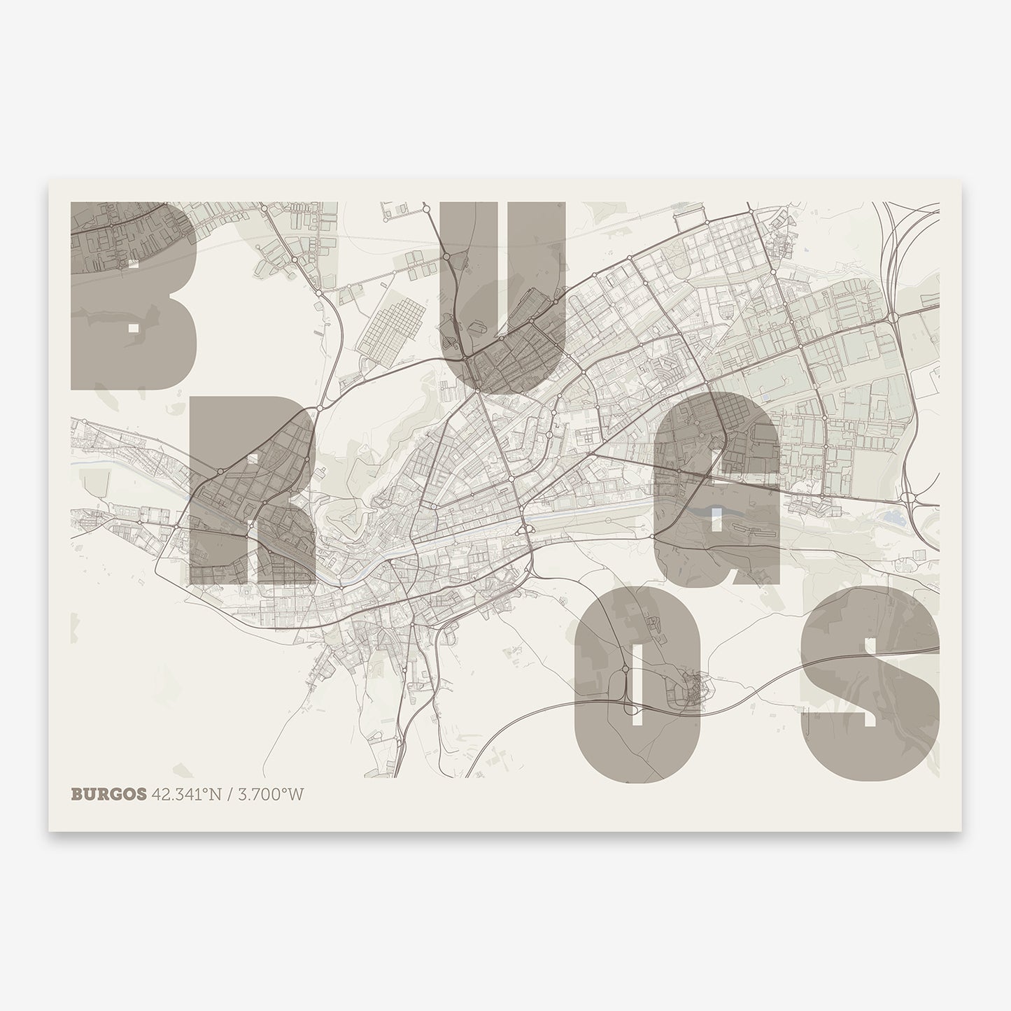 Burgos Map V08 Rustic / Frame / Yes