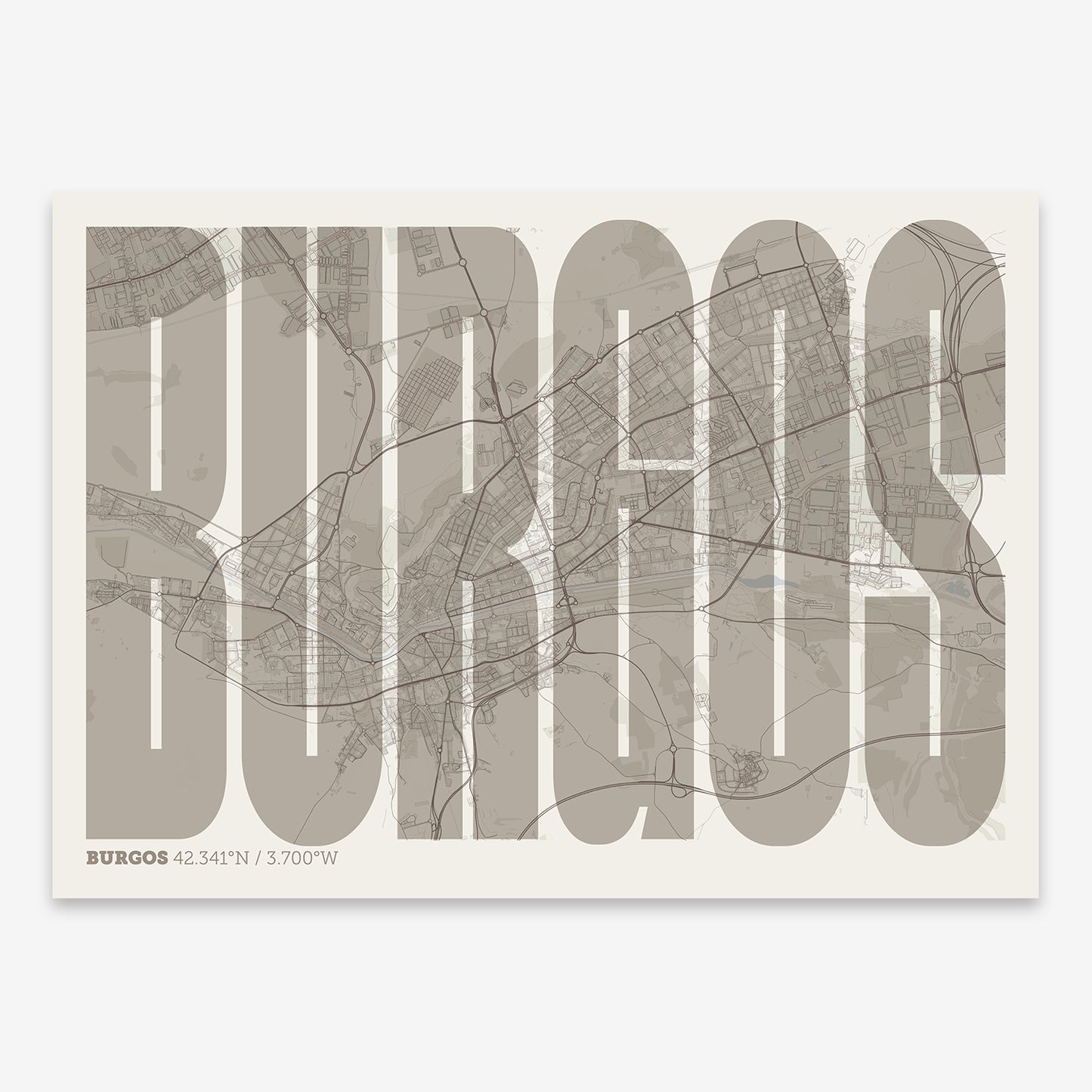 Burgos Map V09 Rustic / Frame / Yes