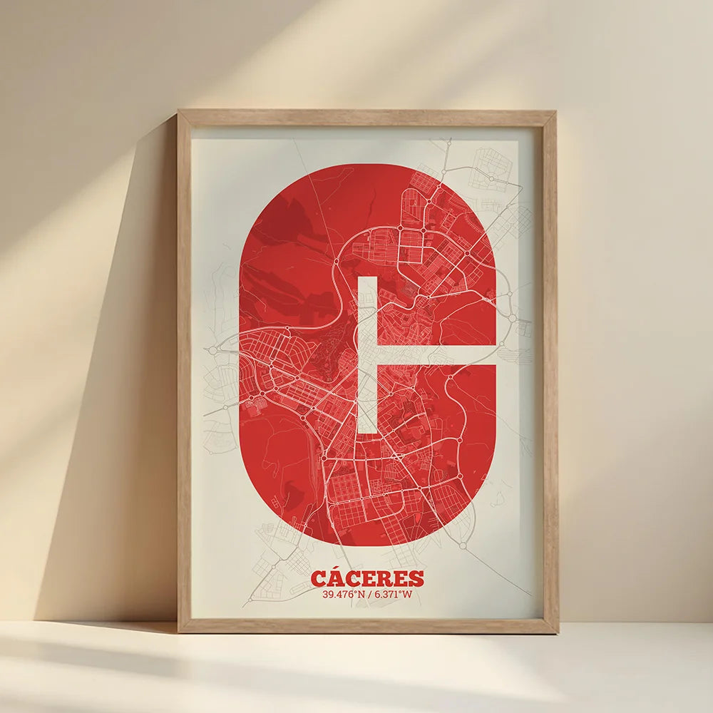 Lámina decorativa de Cáceres – Arte tipográfico moderno