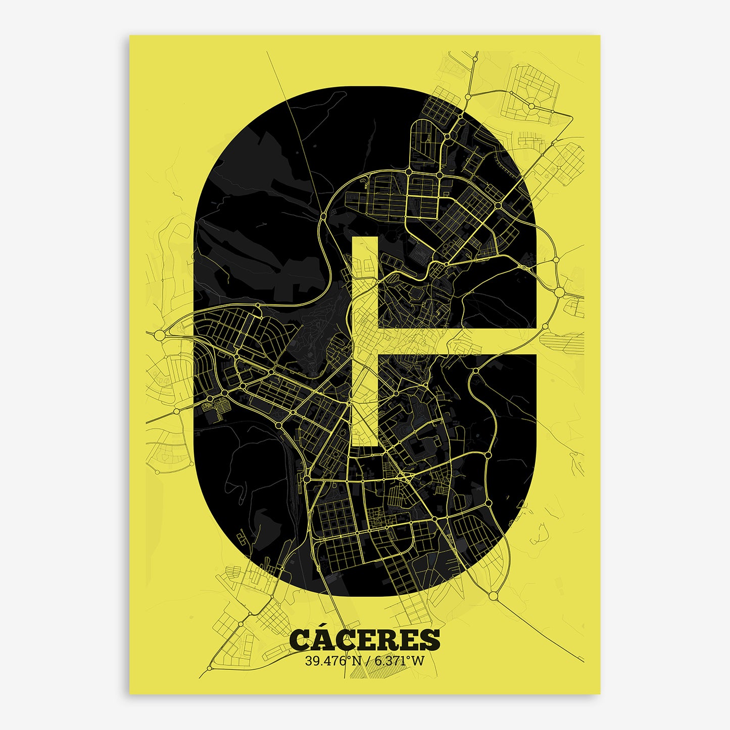 Caceres Map V02 Night / Frame / Yes