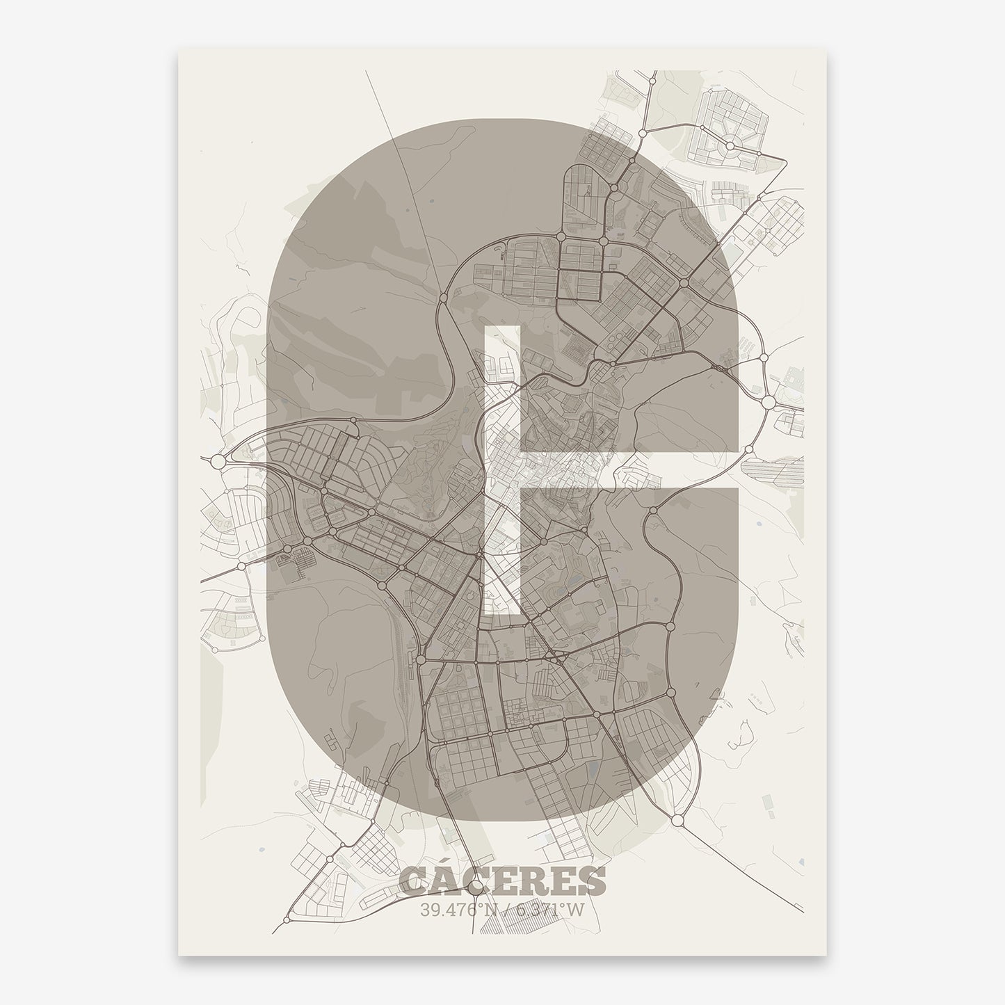 Caceres Map V02 Rustic / No Frame / No