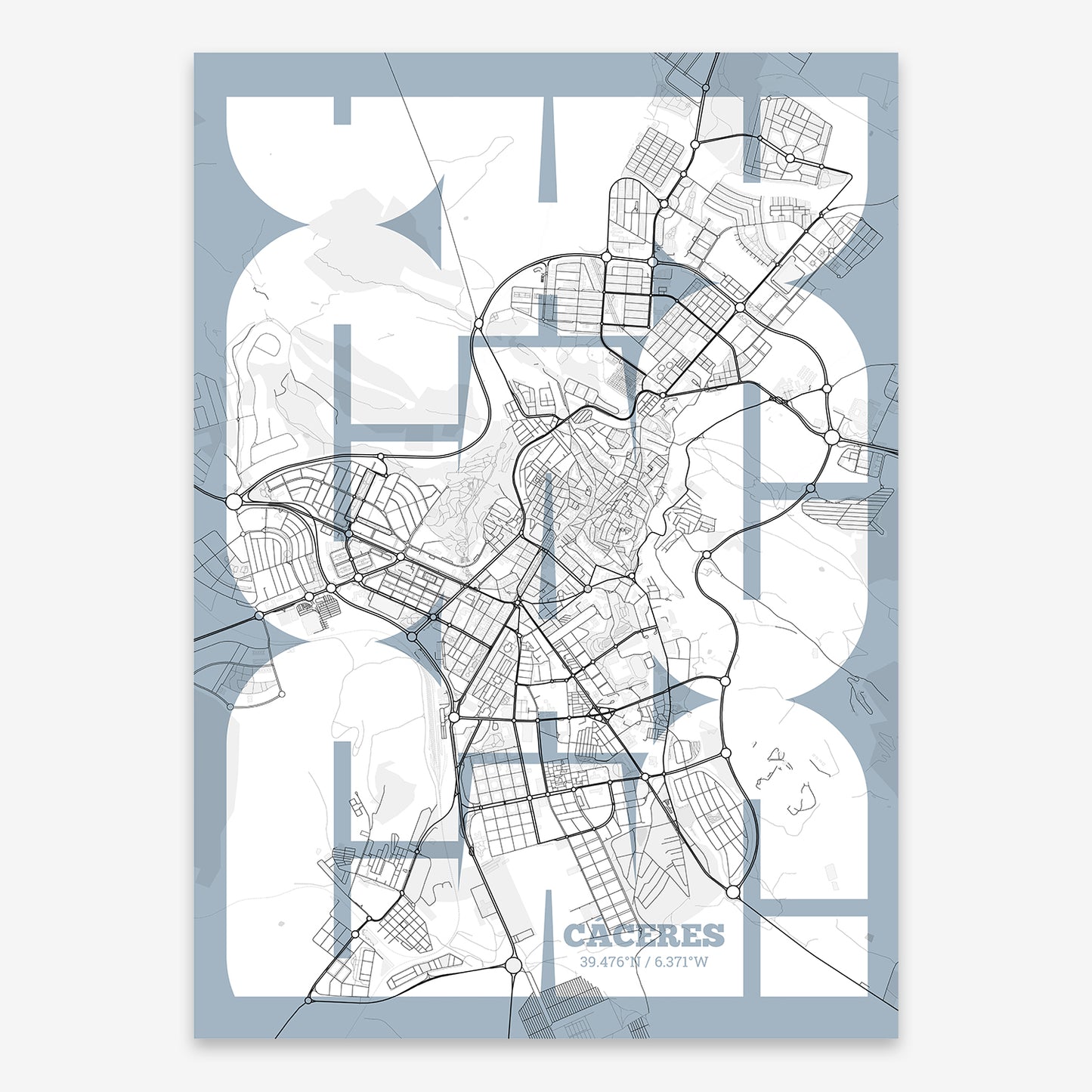 Caceres Map V03 Urban / Frame / Yes