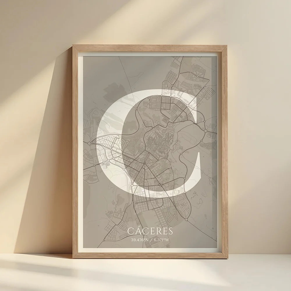 Lámina elegante de Cáceres – Póster minimalista y sofisticado
