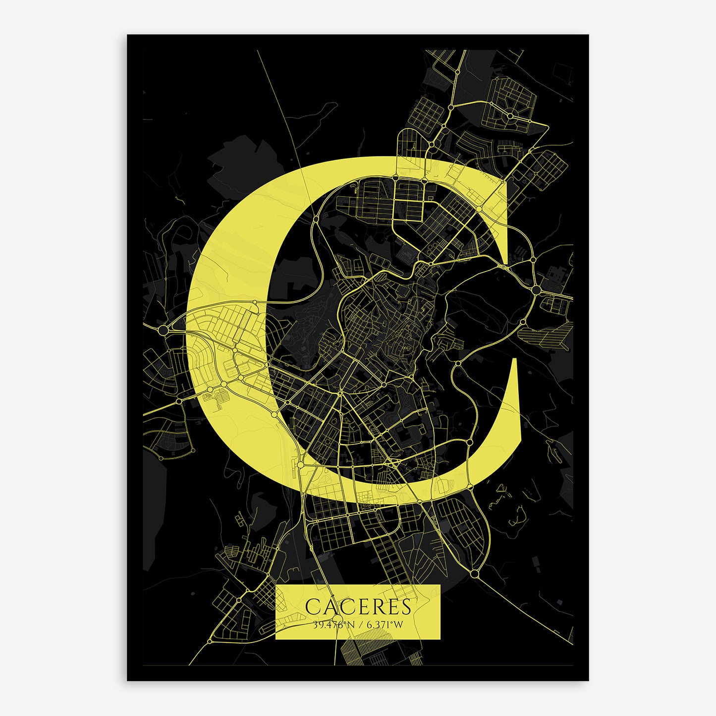 Caceres Map V06 Night / Frame / No