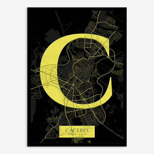 Caceres Map V06 Night / Frame / Yes