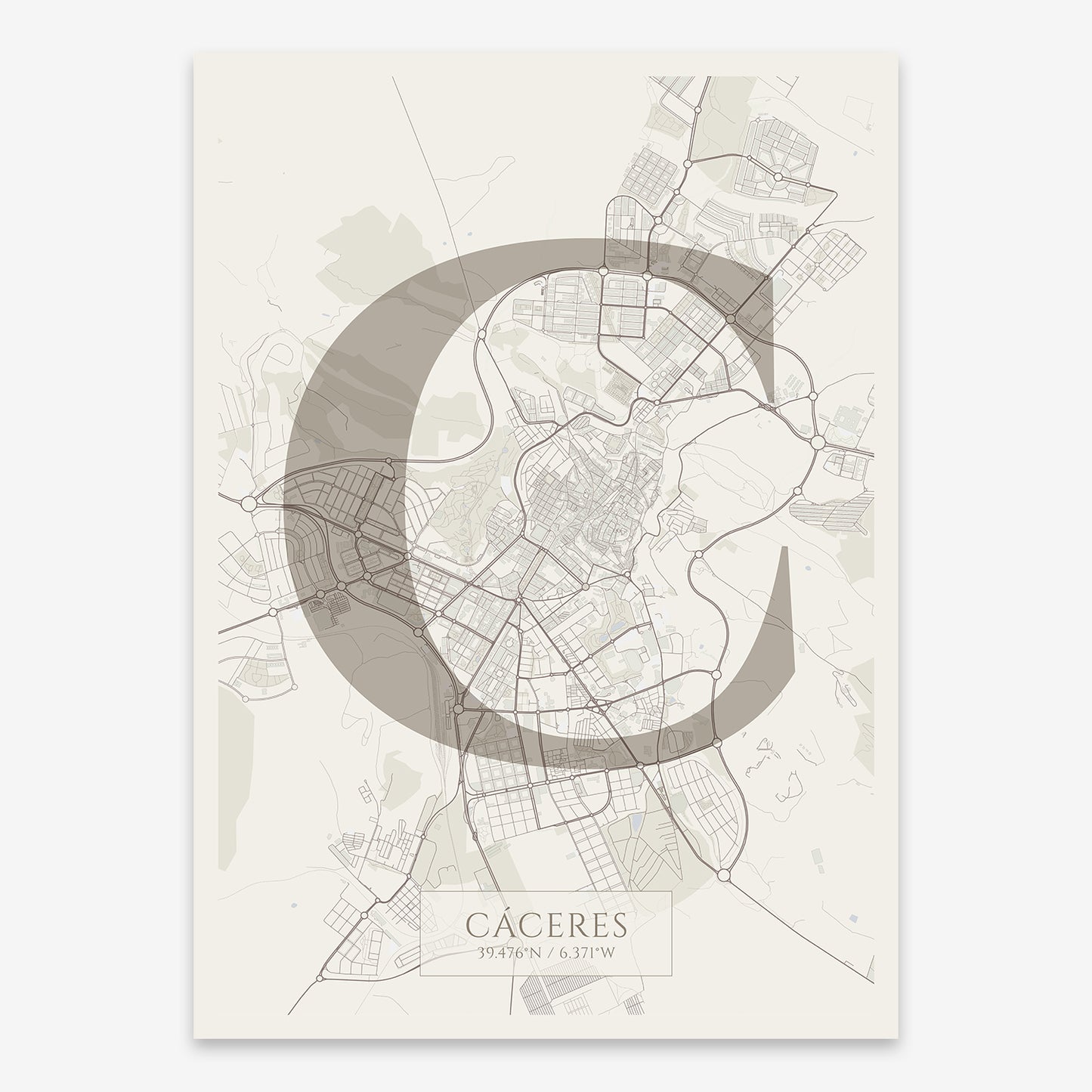 Caceres Map V06 Rustic / Frame / No