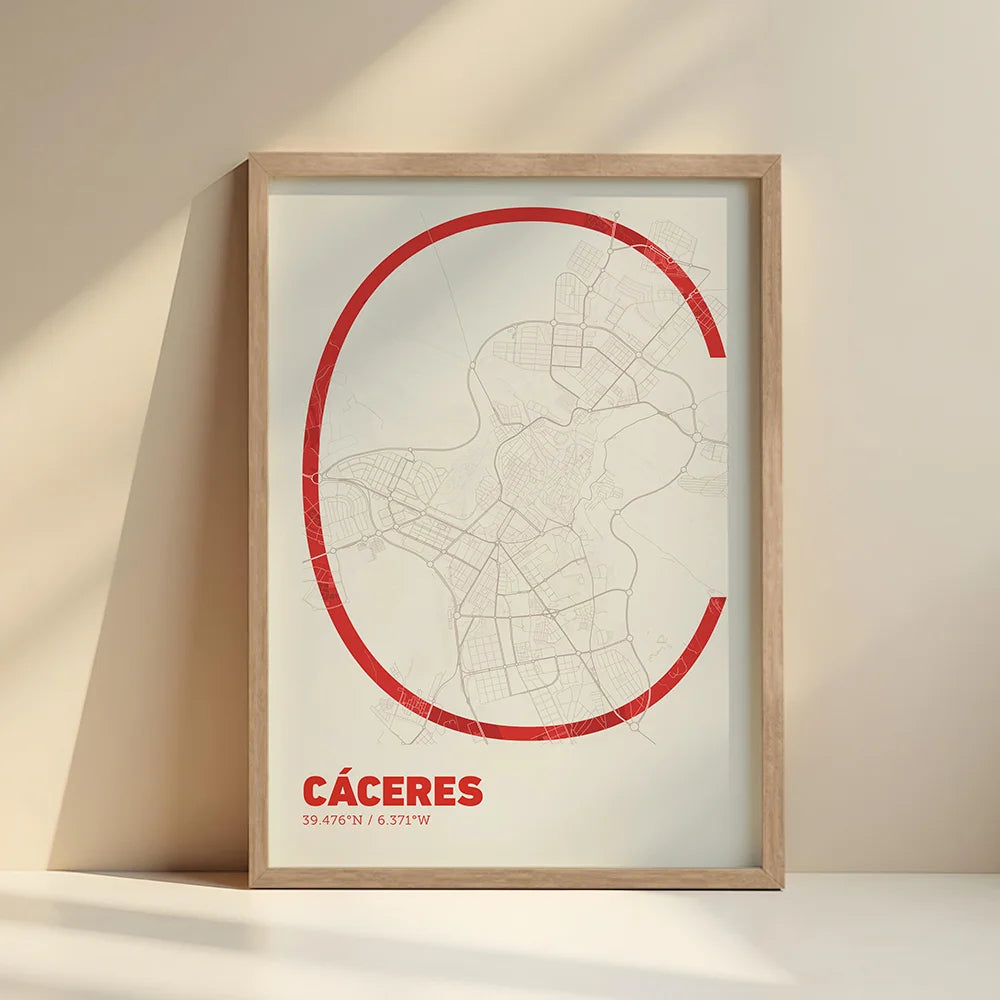 Póster decorativo de Cáceres – Arte tipográfico ultrafino