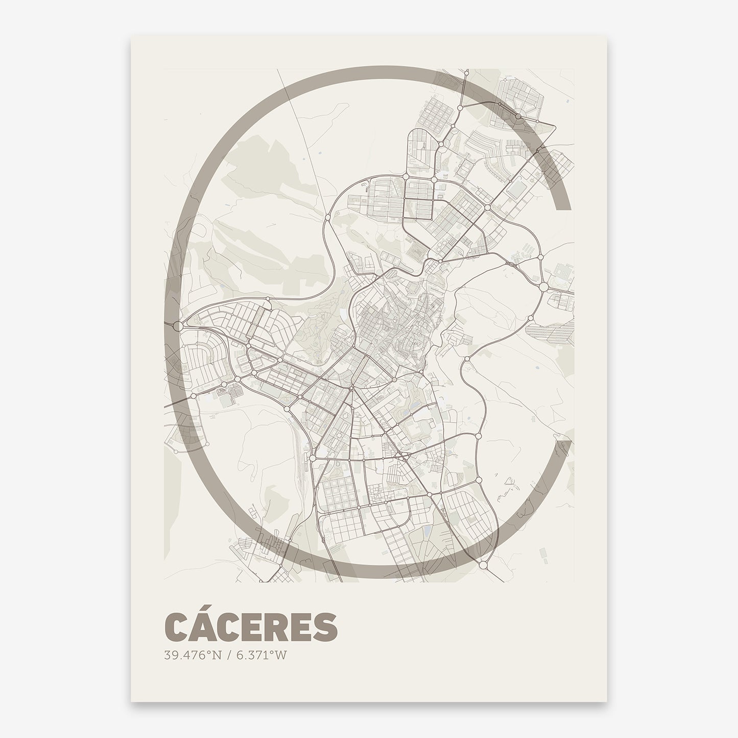 Caceres Map V07 Rustic / No Frame / No