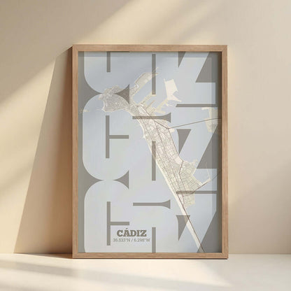 Ilustración de Cádiz con tipografía geométrica – "Las Letras Inseparables"