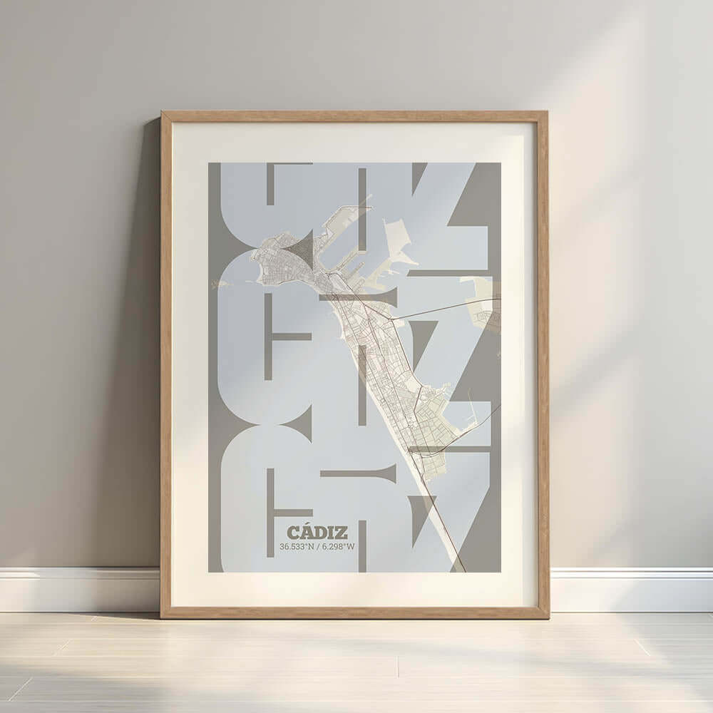Ilustración de Cádiz con tipografía geométrica – "Las Letras Inseparables"