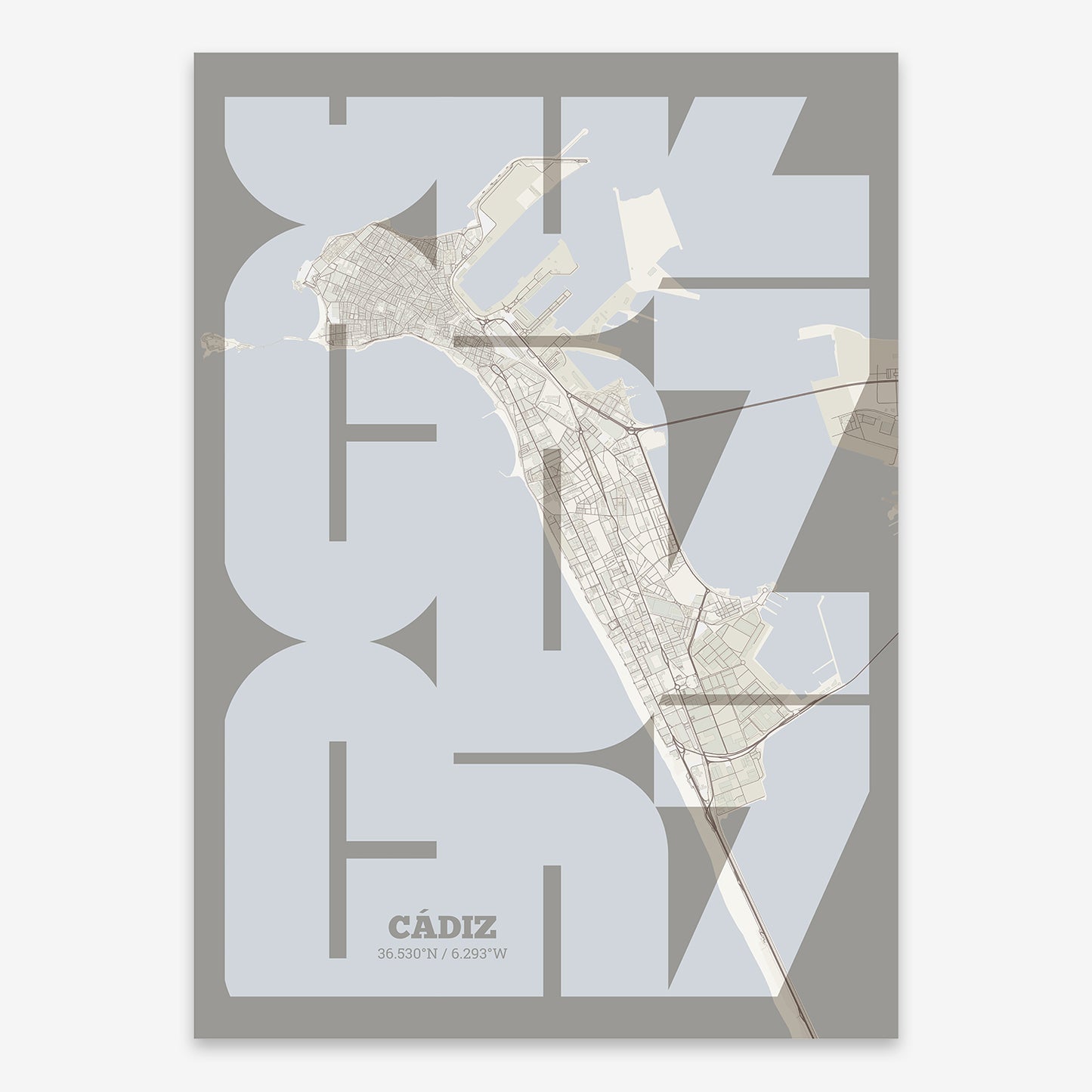 Cadiz Map V03 Rustic / No Frame / Yes