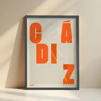Lámina creativa de Cádiz – Diseño gráfico y tipografía sobre mapa
