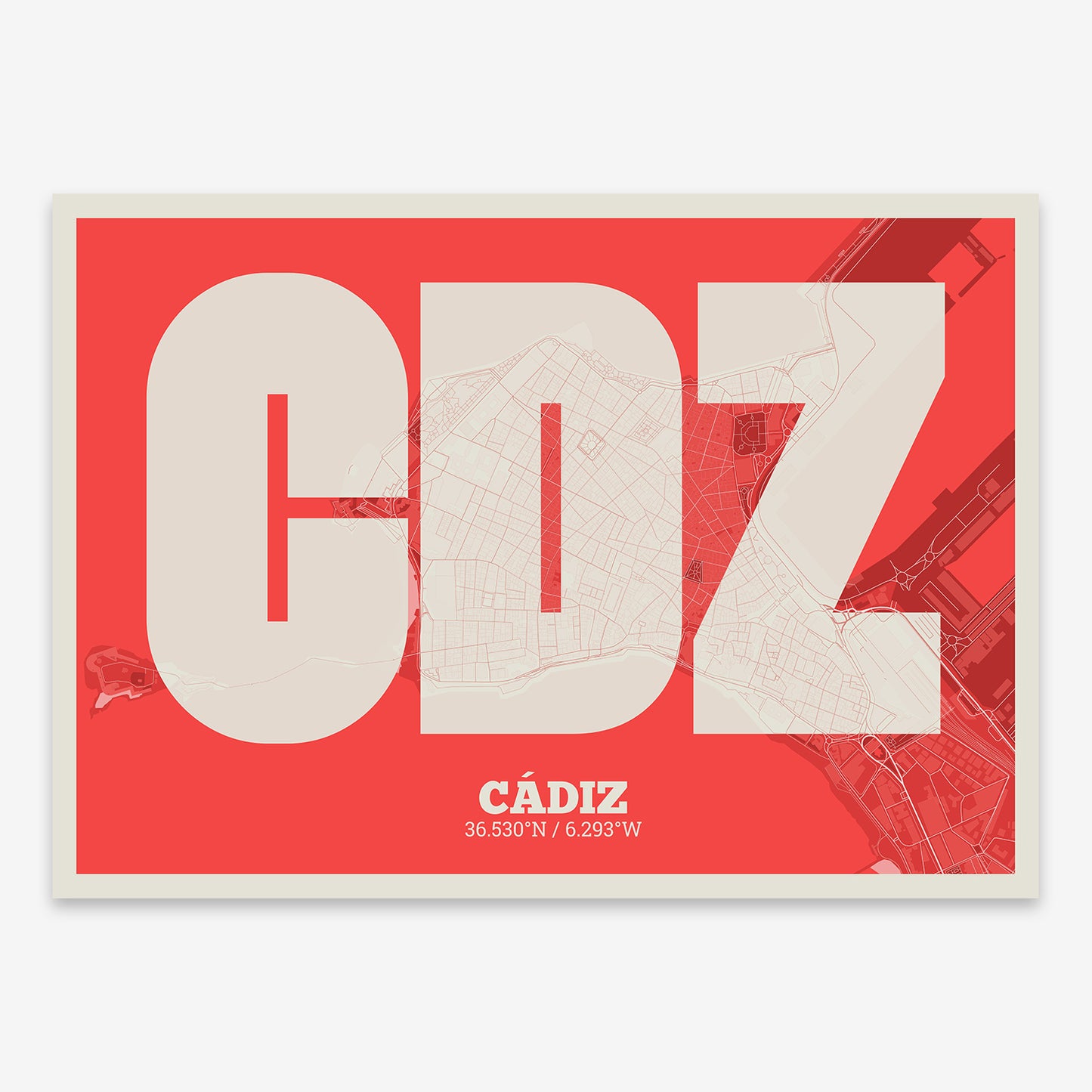 Cadiz Downtown Map V02 Boho / Frame / No