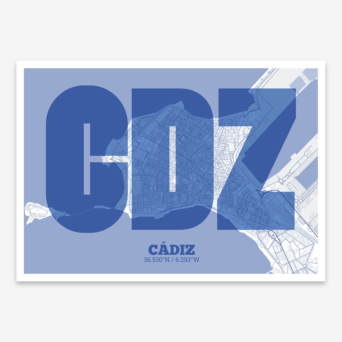 Cadiz Downtown Map V02 Med / Frame / Yes