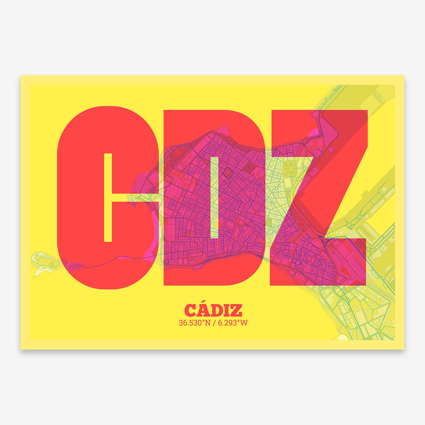 Cadiz Downtown Map V02 Miami / Frame / No