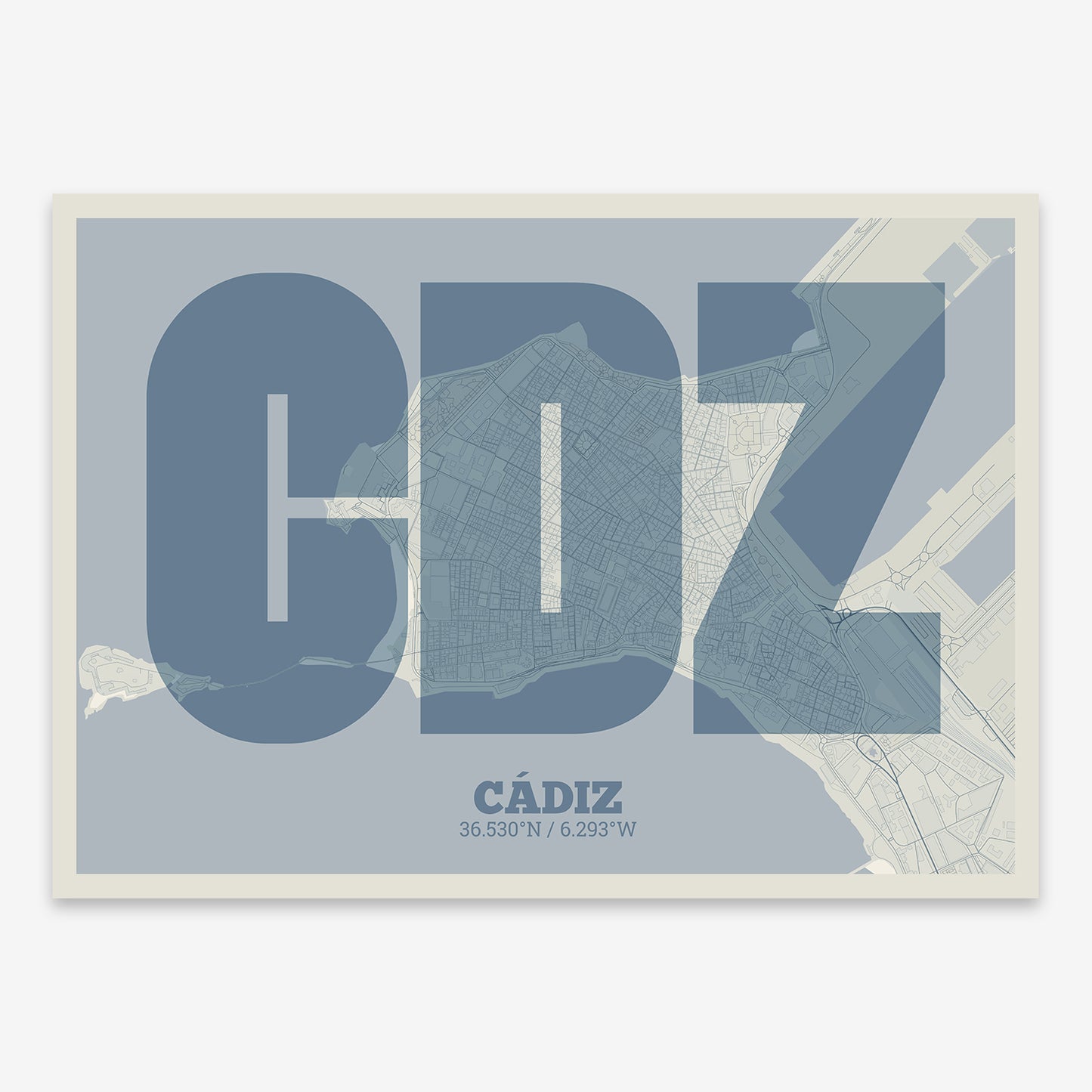 Cadiz Downtown Map V02 Seaside / Frame / No