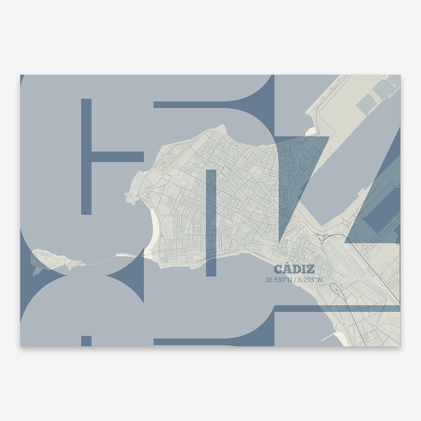 Cadiz Downtown Map V03 Seaside / Frame / Yes