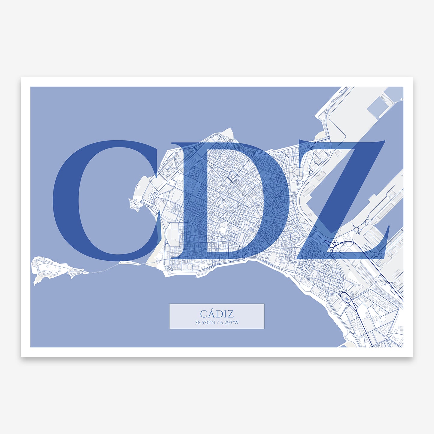 Cadiz Downtown Map V06 Med / Frame / Yes