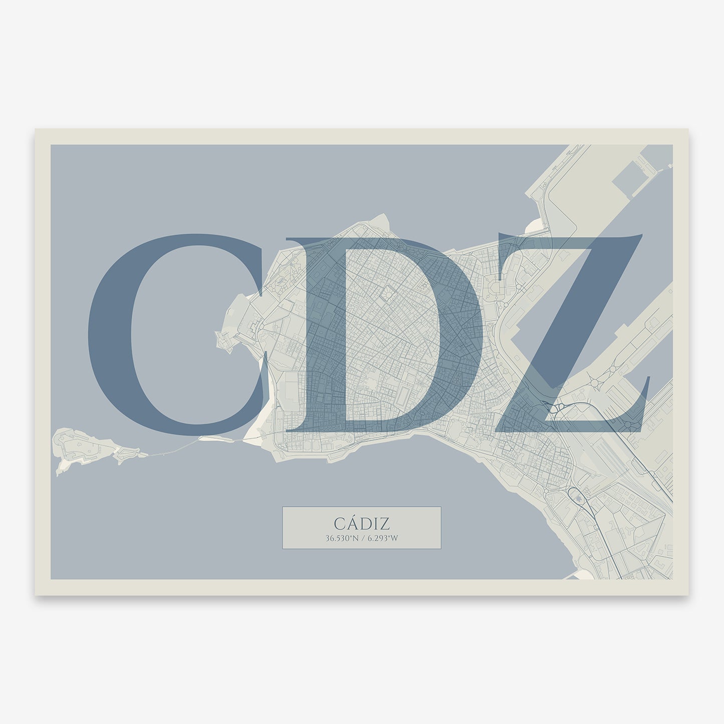 Cadiz Downtown Map V06 Seaside / Frame / No