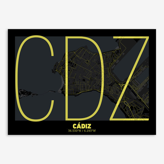 Cadiz Downtown Map V07 Night / Frame / Yes