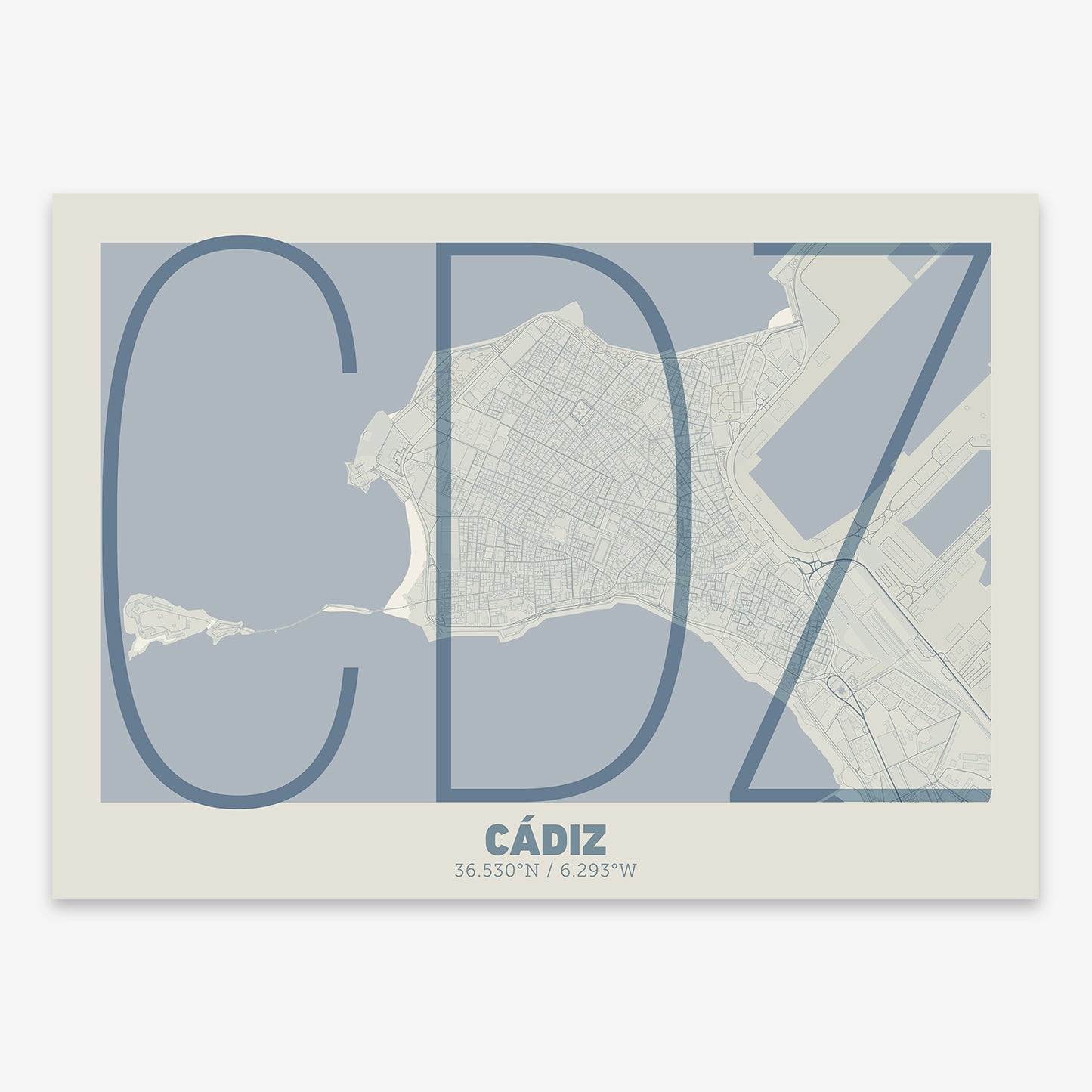 Cadiz Downtown Map V07 Seaside / No Frame / Yes