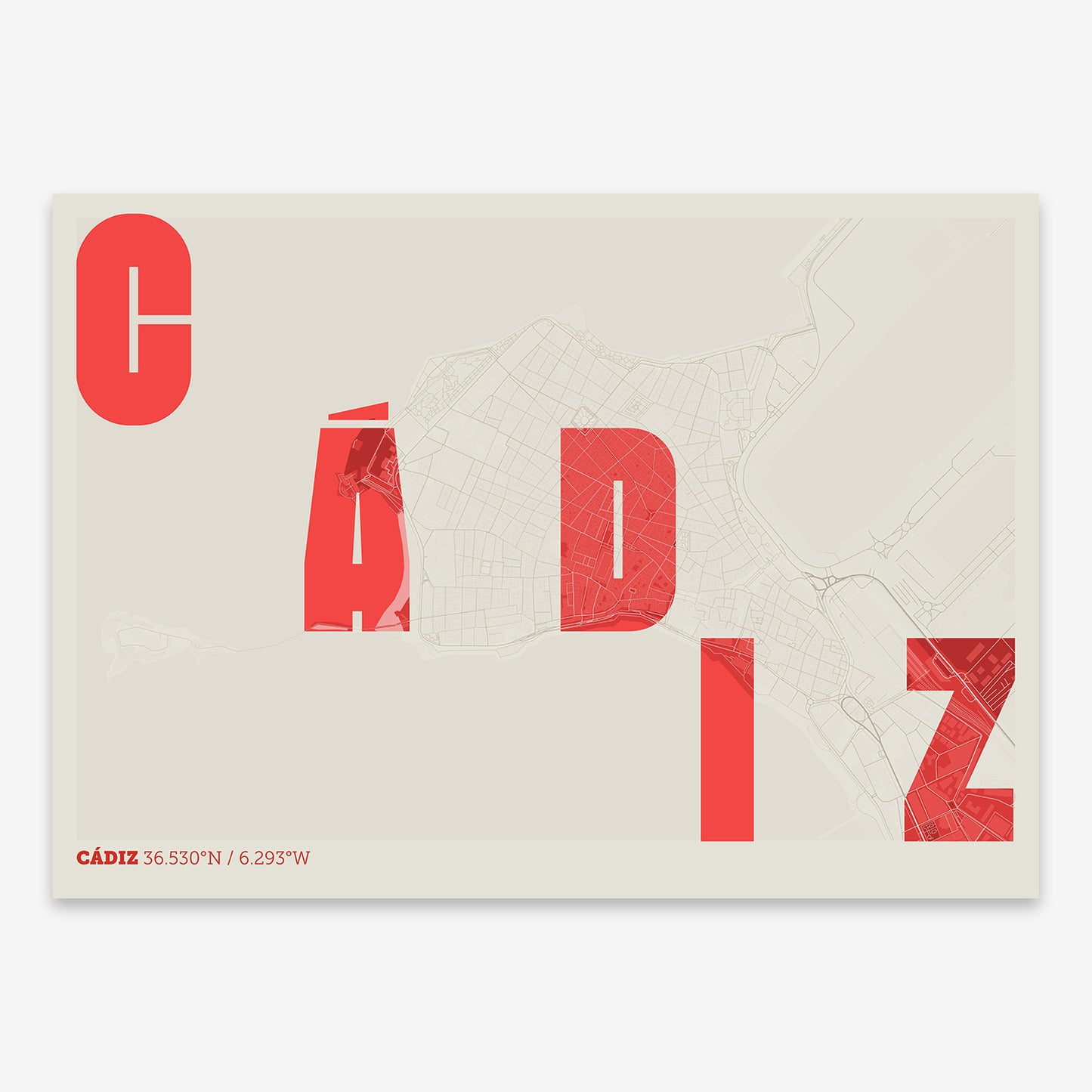 Cadiz Downtown Map V08 Boho / Frame / Yes