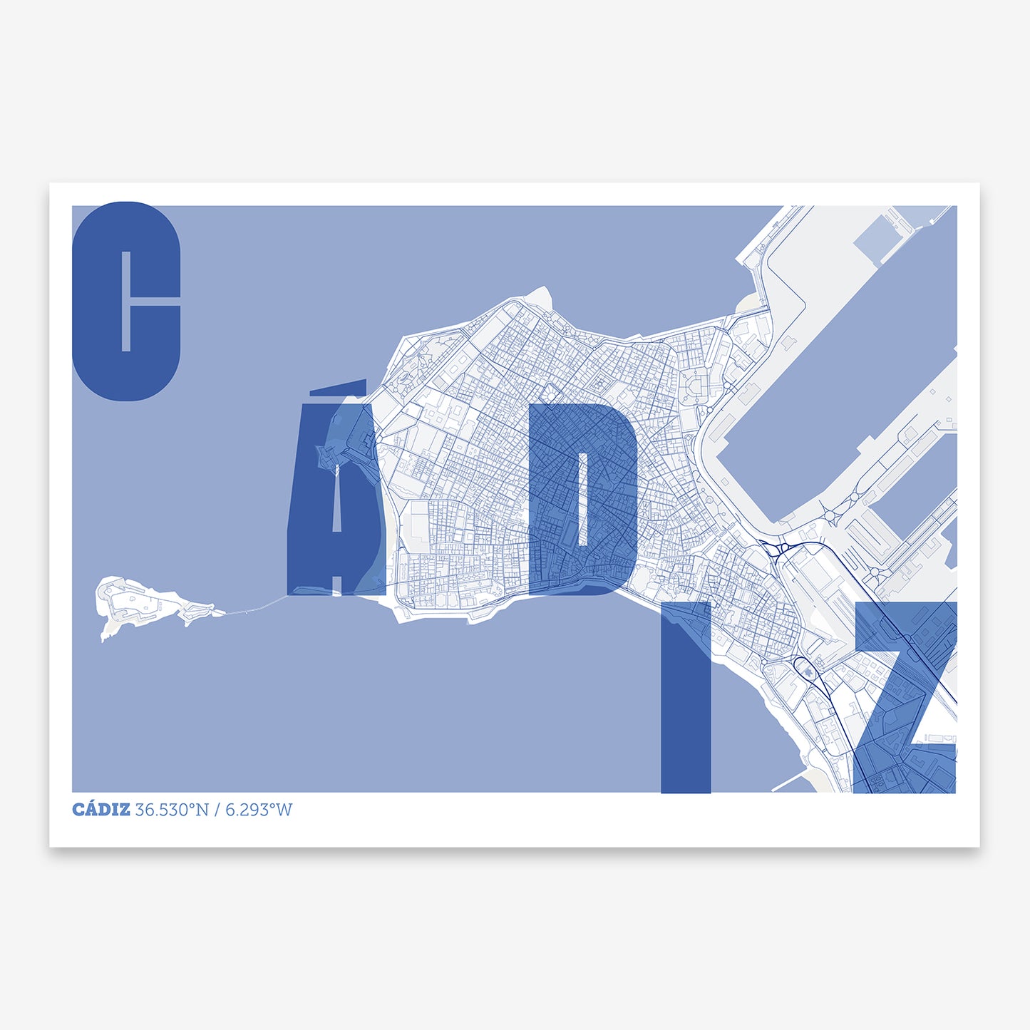 Cadiz Downtown Map V08 Med / Frame / No