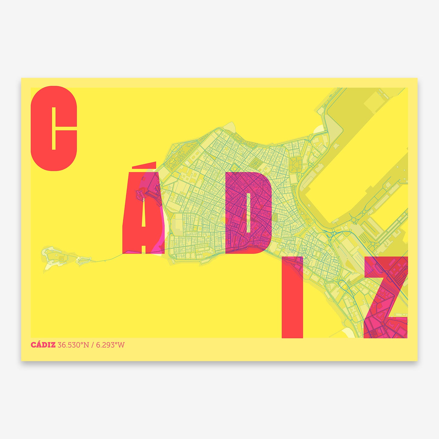 Cadiz Downtown Map V08 Miami / No Frame / No