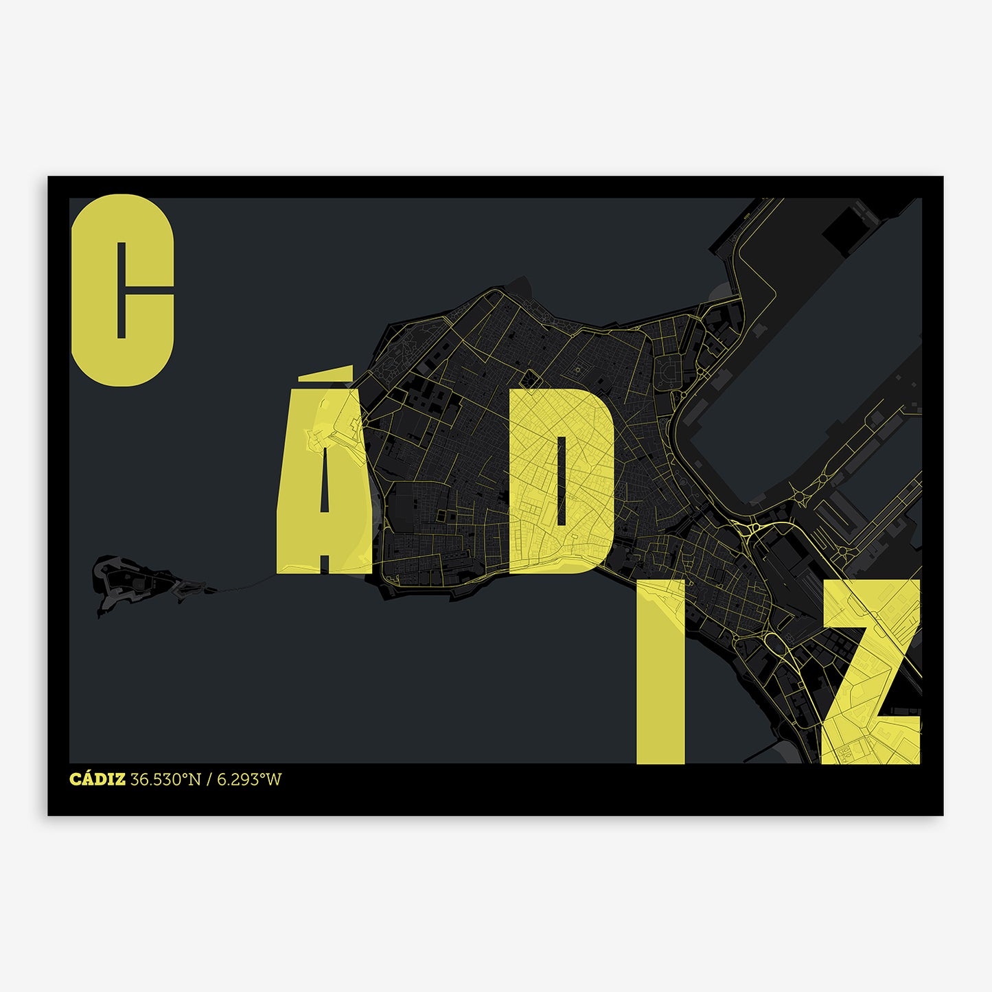 Cadiz Downtown Map V08 Night / No Frame / No