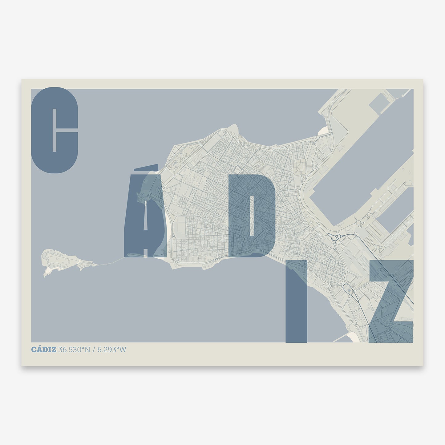 Cadiz Downtown Map V08 Seaside / No Frame / No