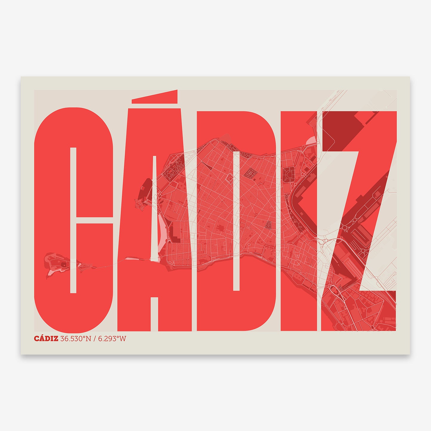 Cadiz Downtown Map V09 Boho / Frame / Yes