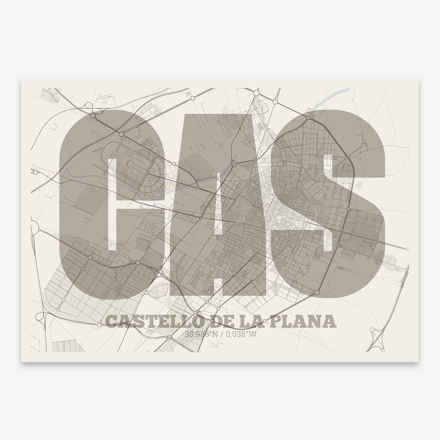 Castellon Map V02 Rustic / Frame / Yes