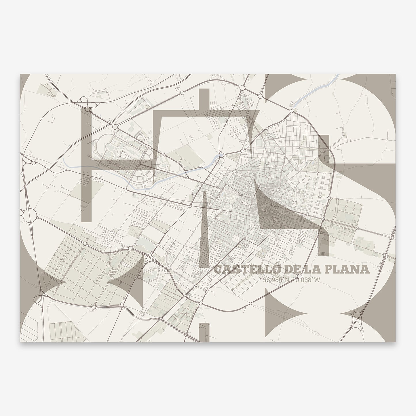 Castellon Map V03 Rustic / No Frame / No