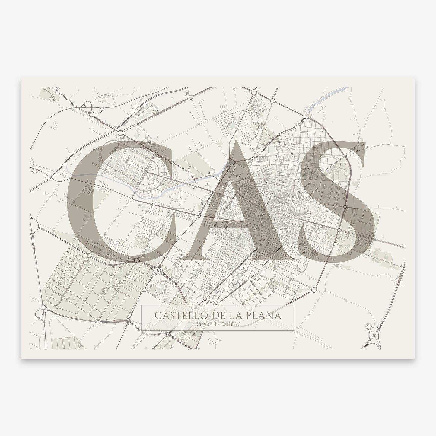 Castellon Map V06 Rustic / Frame / Yes