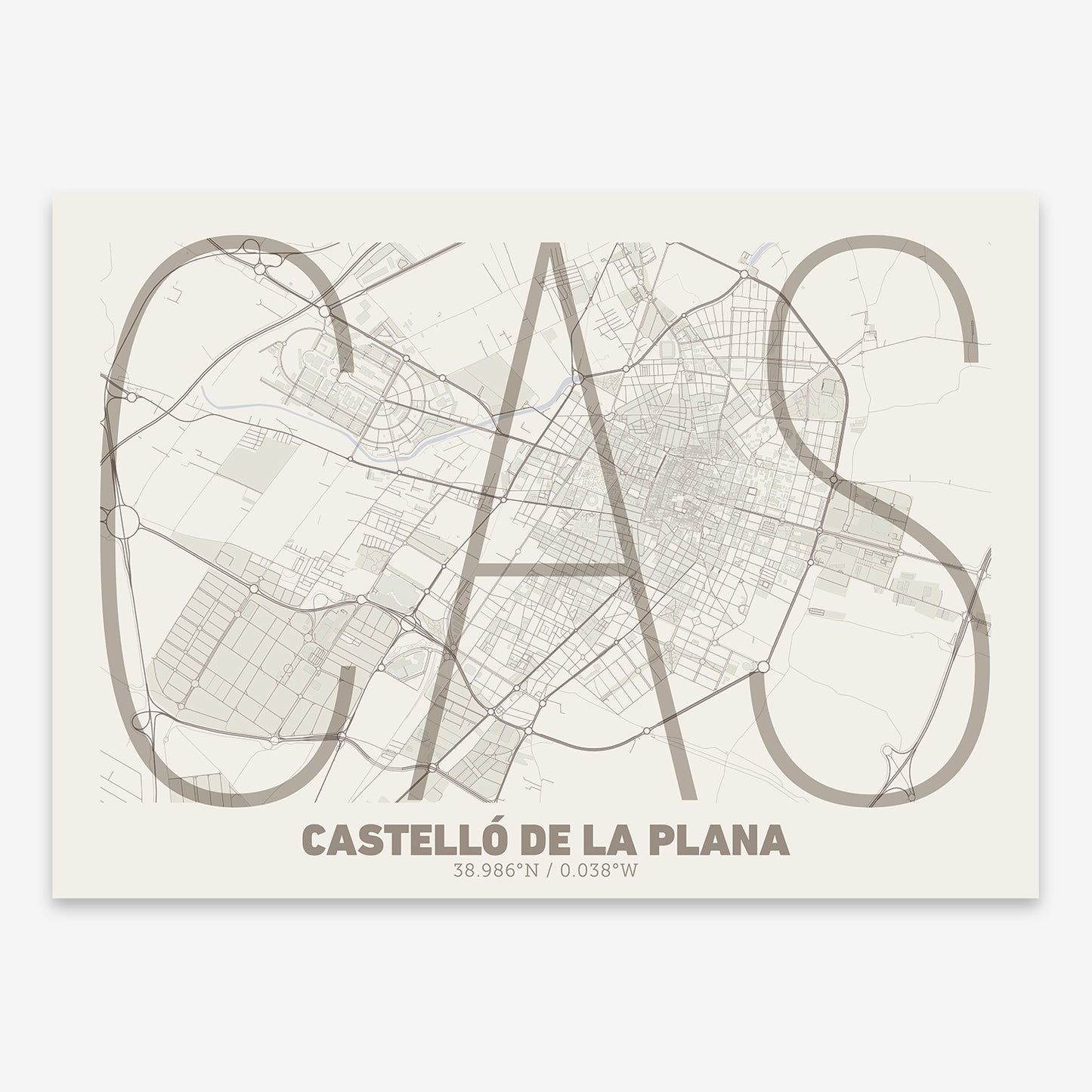 Castellon Map V07 Rustic / No Frame / No