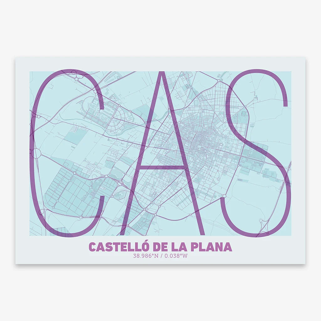 Poster of  composed with letters in extra light font printed on purple and light blue